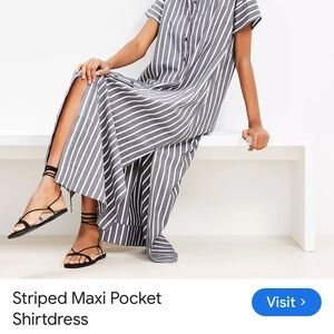 LOFT Gray and White Striped Dress